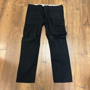 LEVIS 38x32 Men’s Black Cargo Pants Pockets Soft Relaxed Cotton Chino Straight
